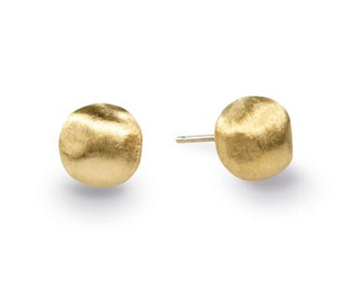 18Kt Yellow Gold Africa Bead Stud Earrings