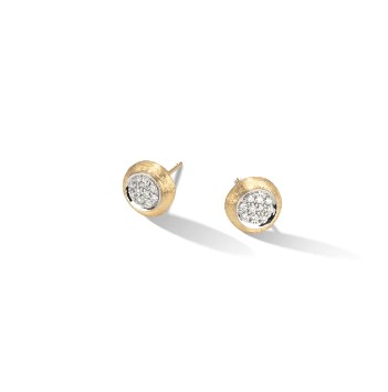 18Kt Two Toned Gold Jaipur Stud Earrings With (20) Round Diamonds Weighing 0.15cttw