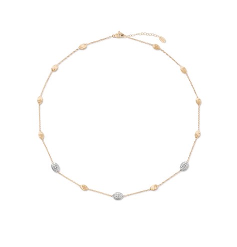 18Kt Yellow Gold Siviglia Bead Necklace With Round Diamonds Weighing 0.60cttw