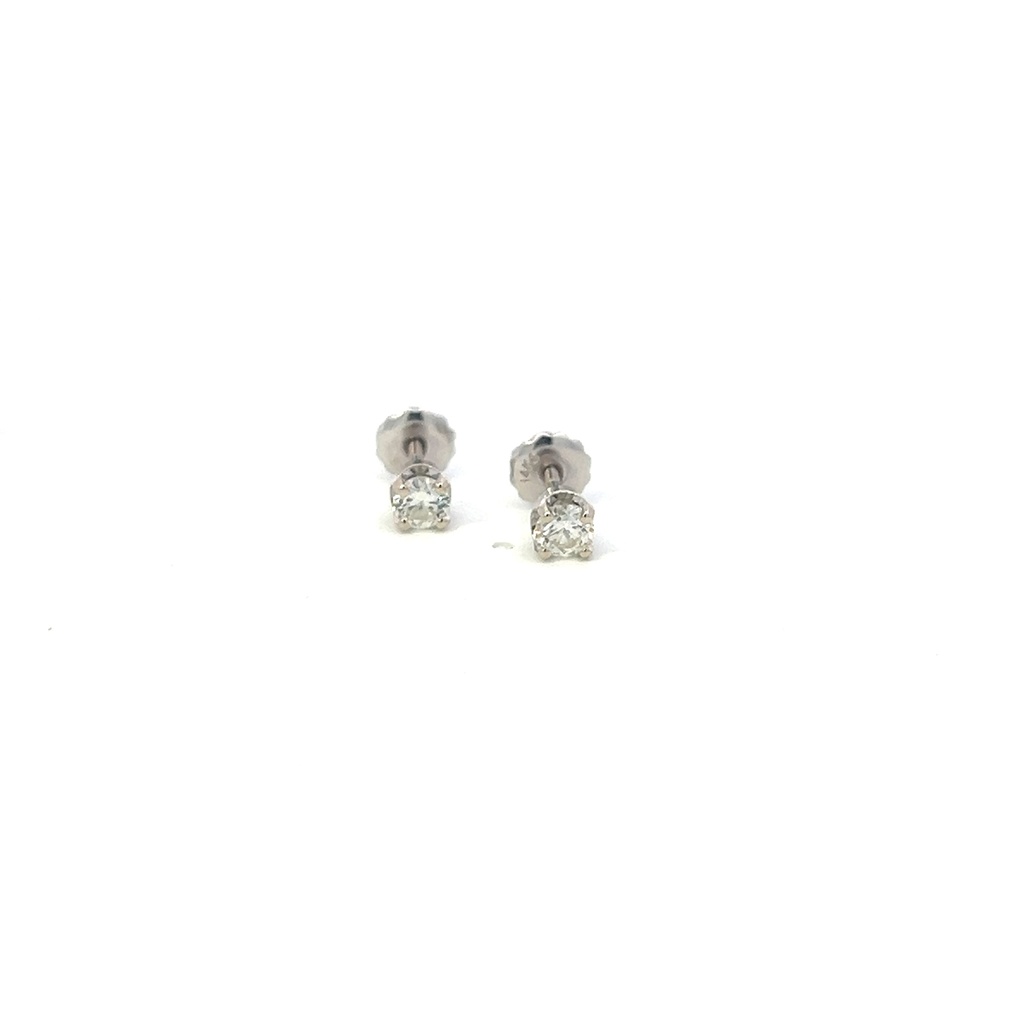 [RD1/4P2] Round Brilliant Cut Diamond Studs 0.57cttw FG/VS 14Kt White Gold Screwbacks