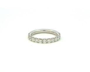 18Kt White Gold Half Eternity Band With (13) Round Diamonds Weighing 1.00cttw