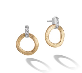 18Kt Yellow Gold Jaipur Drop Earrings With (8) Round Diamonds Weighing 0.08cttw