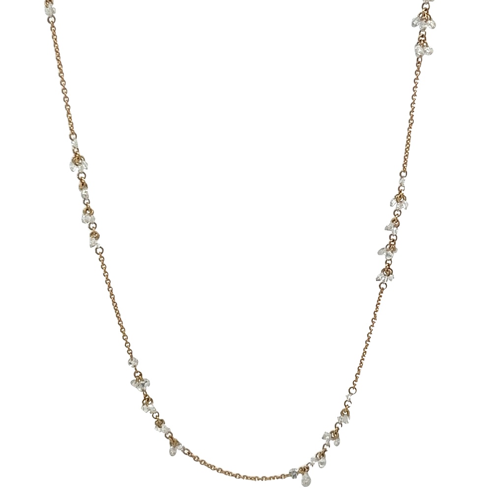 18Kt Yellow Gold Necklace With Stations Of (78) Round Diamonds Weighing 2.39cttw