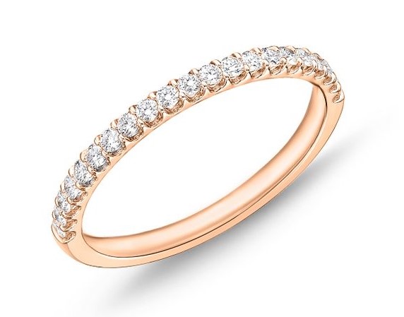 18Kt Rose Gold Odessa Half Eternity Band With (15) Round Diamonds Weighing 0.33cttw