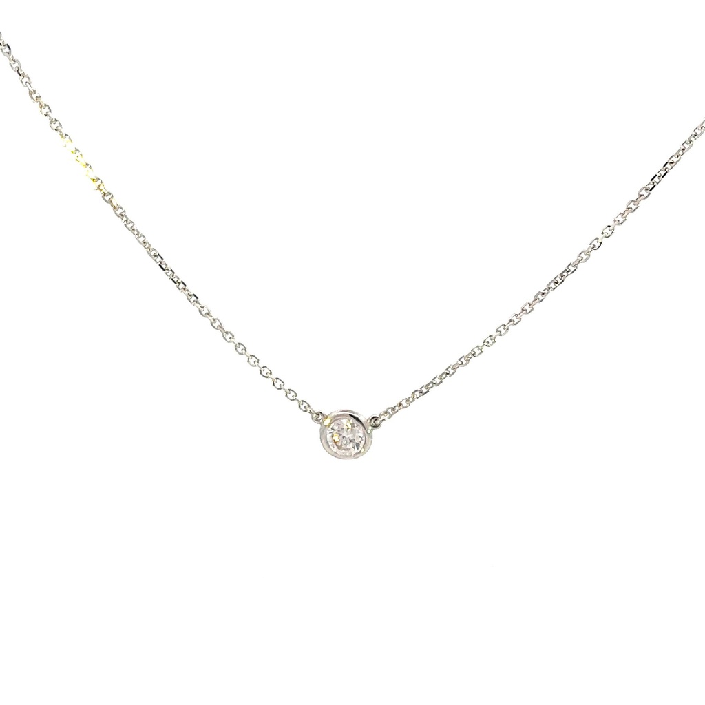 [C10-25-W] 14Kt White Gold Solitaire Necklace With A Round Diamond Weighing 0.25cttw