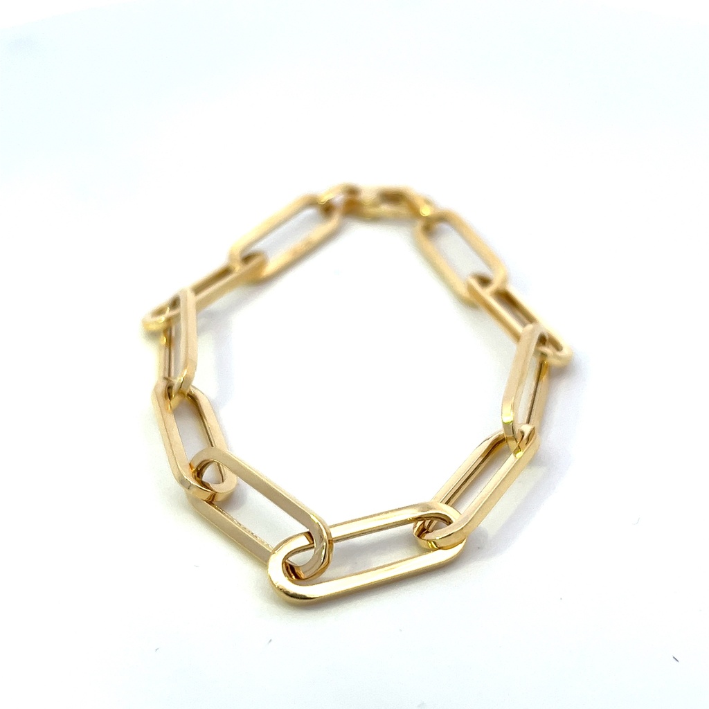 14Kt Yellow Gold Paperclip Link Bracelet 7"