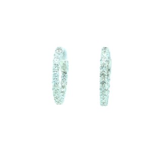 14Kt White Gold In/Out Hoops With (30) Round Diamonds Weighing 2.10cttw