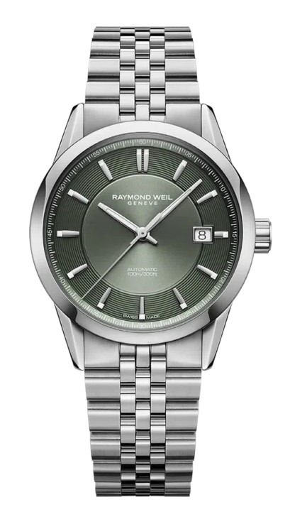 38mm Freelancer Automatic Green Dial Watch With A Stainless Steel Strap