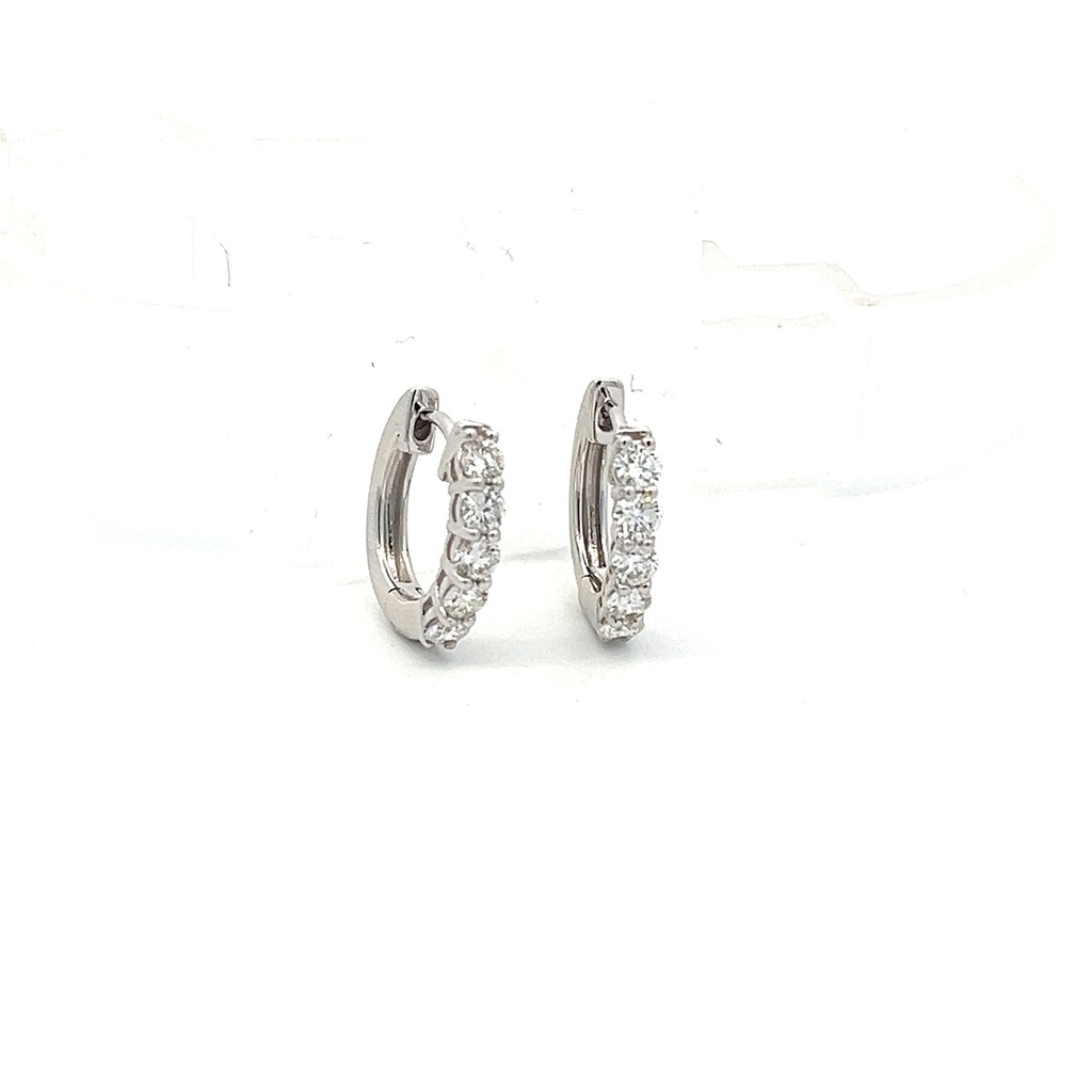 14Kt White Gold Hoops With (10) Round Diamonds Weighing 0.79cttw