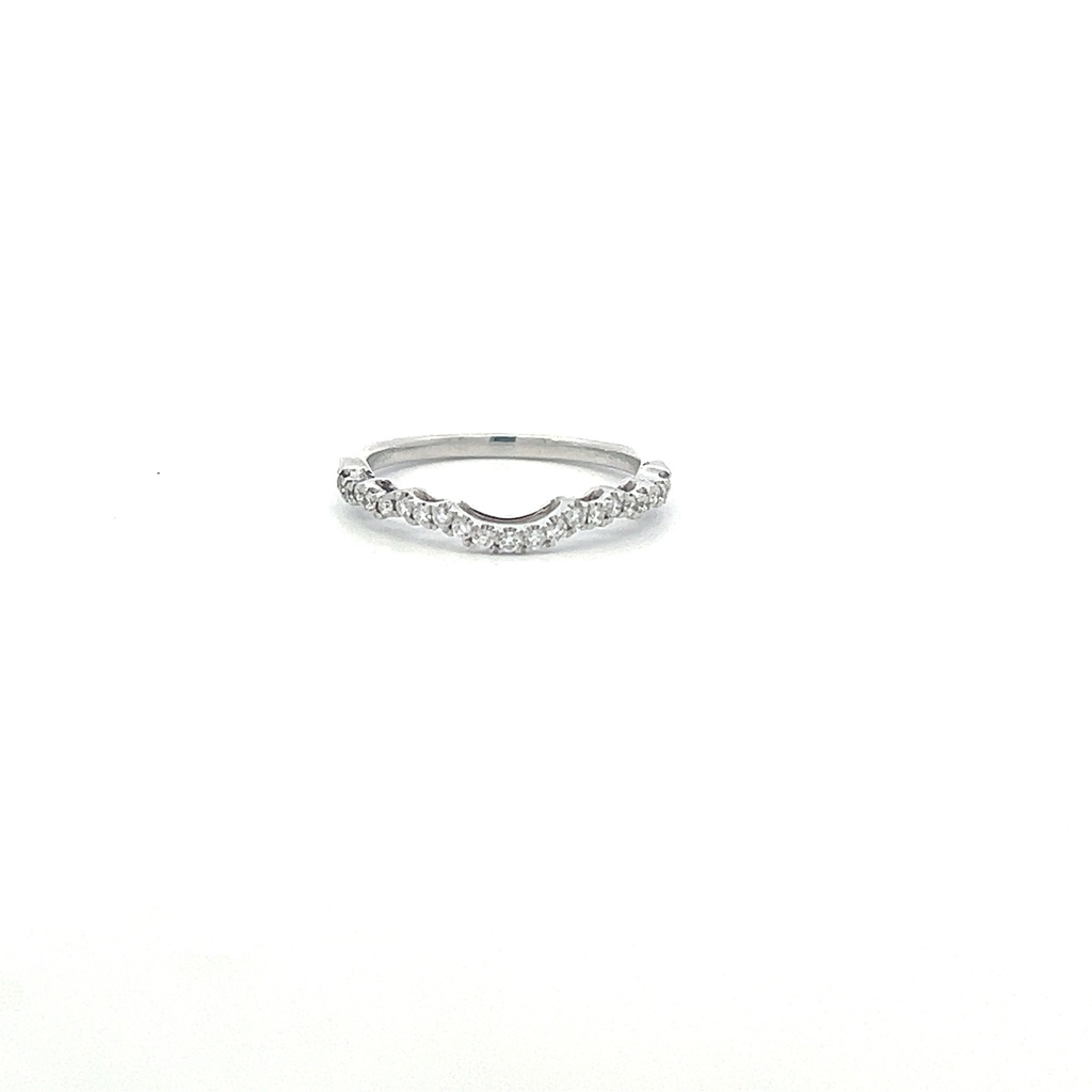 [ZR494] 14Kt White Gold Contour Band With (21) Round Diamonds Weighing 0.05cttw
