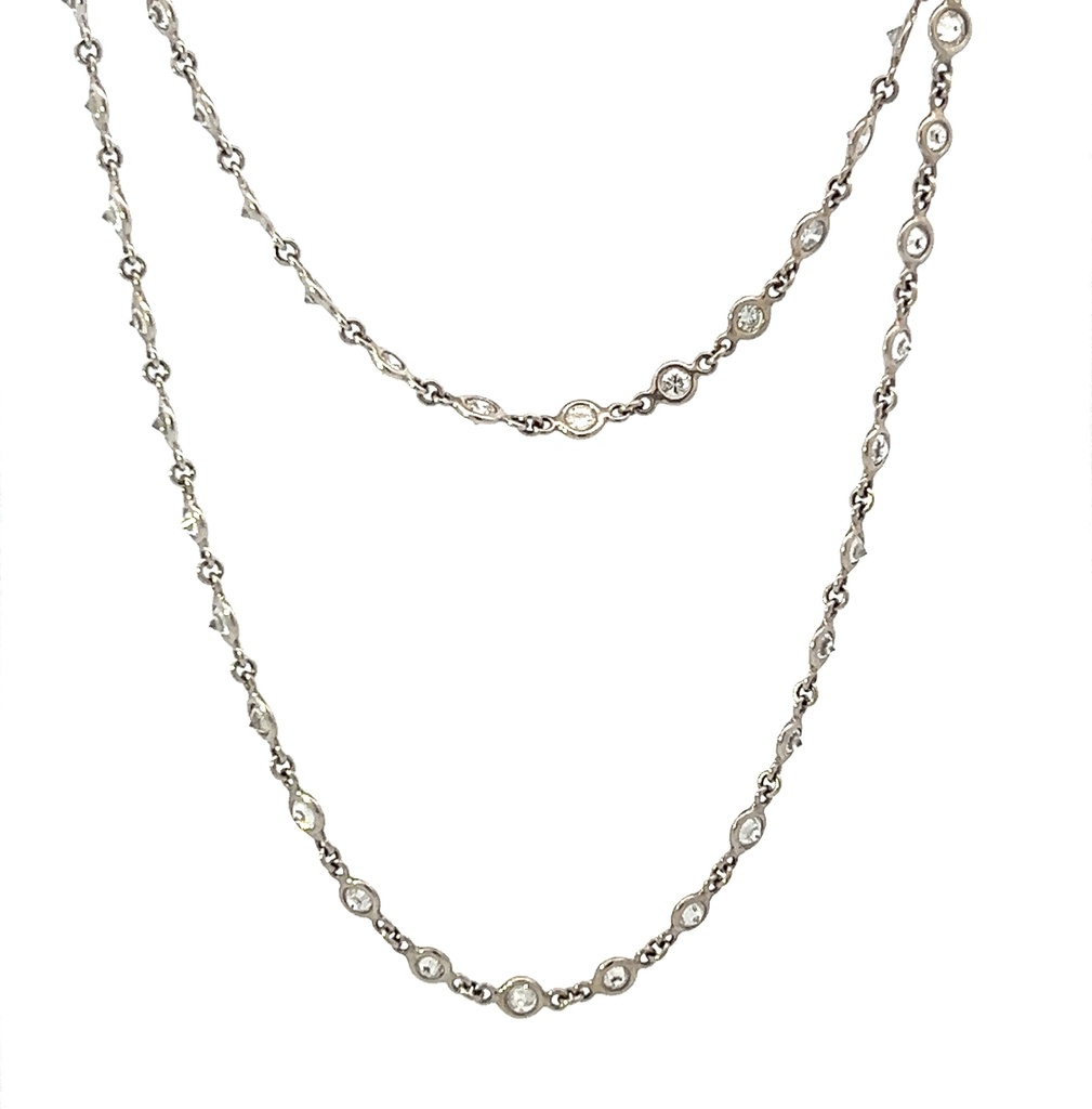 [N68167.2] 14Kt White Gold Diamond By The Inch Necklace With (169) Round Diamonds Weighing 13.50cttw