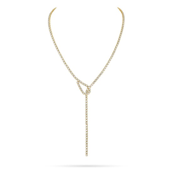 18Kt Yellow Gold Lariat With (161) Round Diamonds Weighing 9.20cttw