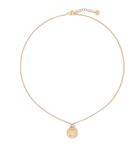 [CB2829 B YW Q6] 18Kt Two Toned Africa Diamond Drop Necklace 0.22ct 16.5"