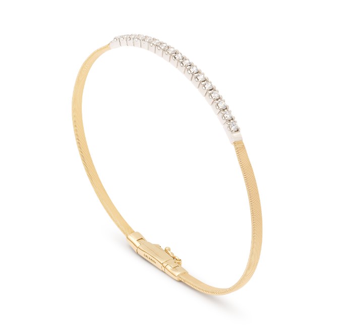 [BG730 B5 YW M5] 18Kt Yellow Gold Masai Diamond Bar Bracelet 0.43cttw