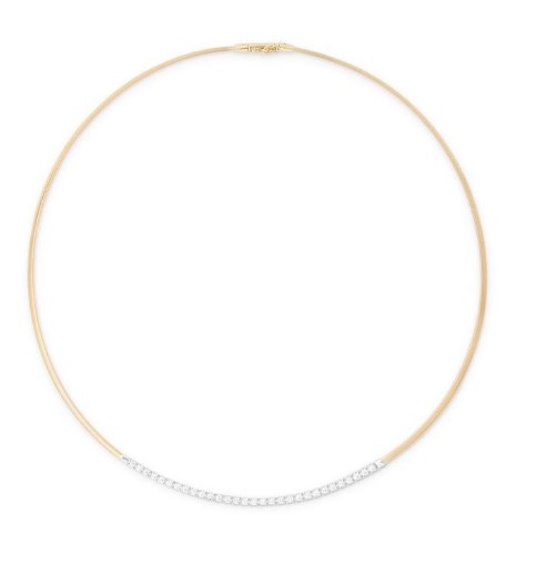 18Kt Two Toned Masai Necklace With (30) Round Diamonds Weighing 0.75cttw
