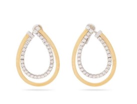 18Kt Two Toned Masai Drop Earrings With (60) Round Diamonds Weighing 1.27cttw