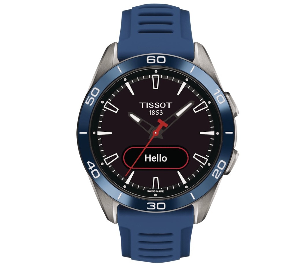 43.75mm T-Touch Connect Sport Watch With A Blue Rubber Strap