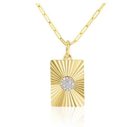 [N0928DY] 14Kt Yellow Gold Aura Totem Necklace With (19) Round Diamonds Weighing 0.08cttw