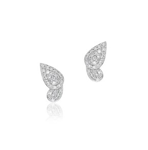 14Kt Yellow Gold Half Butterfly Studs With (60) Round Diamonds Weighing 0.33cttw
