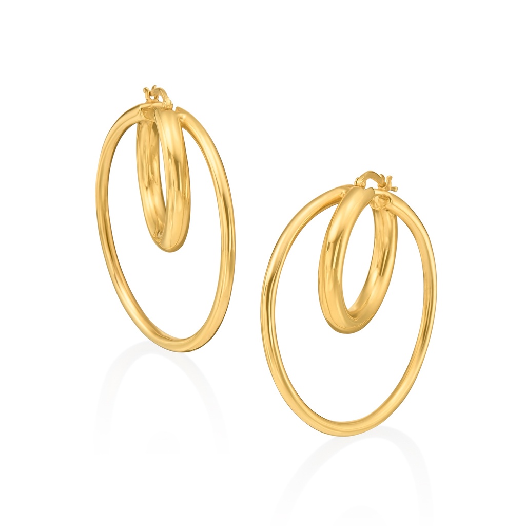 [6740655AYER0] 18Kt Yellow Gold Double Hoop Earrings