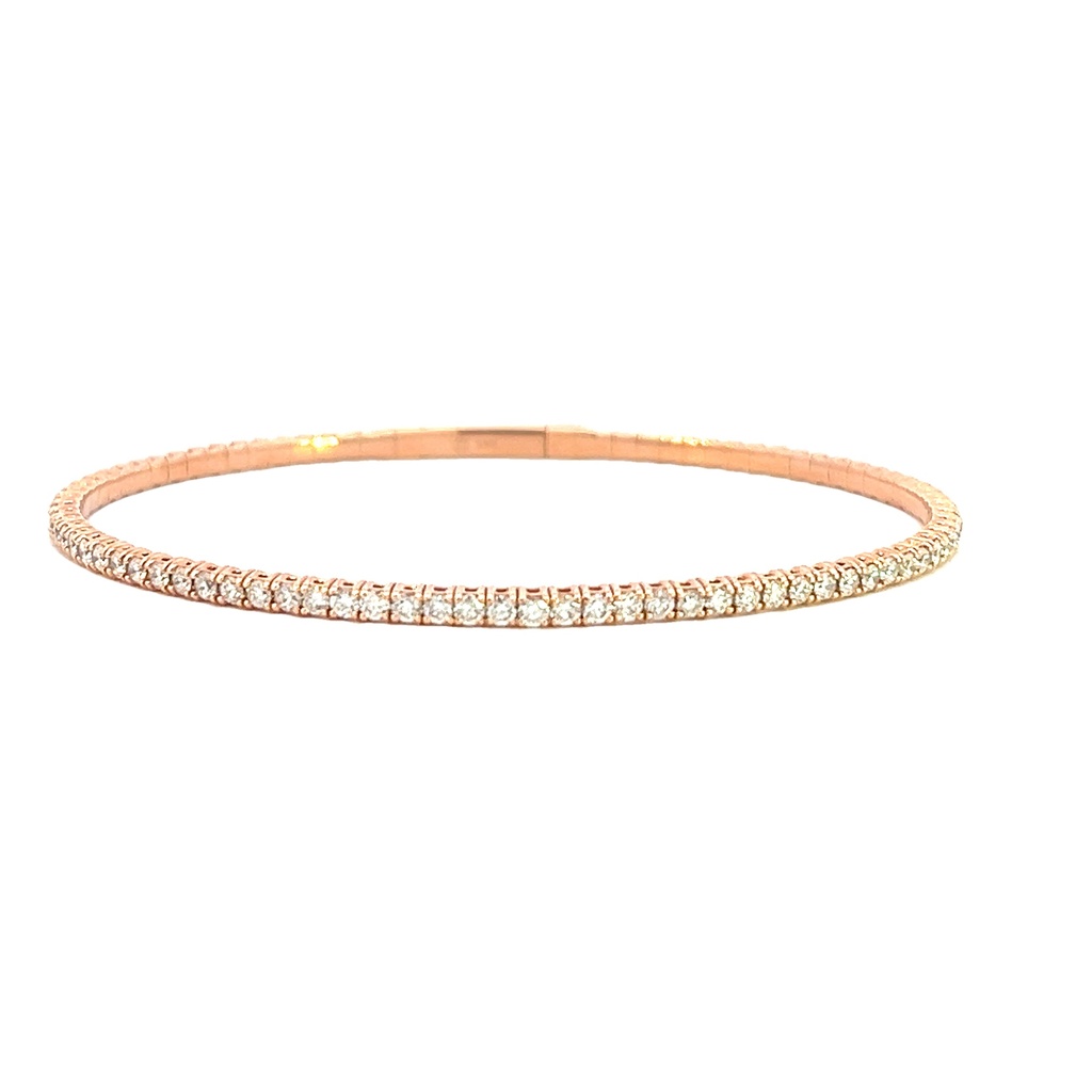 14Kt Rose Gold Bangle With (81) Round Diamonds Weighing 1.98cttw 6.75"