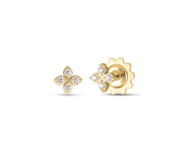 18Kt Yellow Gold Cluster Earrings With (8) Round Diamonds Weighing 0.18cttw