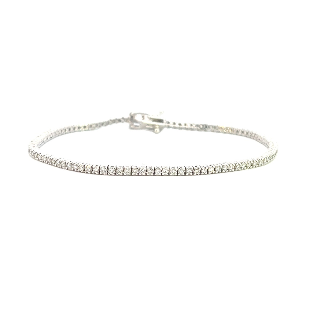 14Kt White Gold Tennis Bracelet With (99) Round Diamonds Weighing 1.40cttw 7"