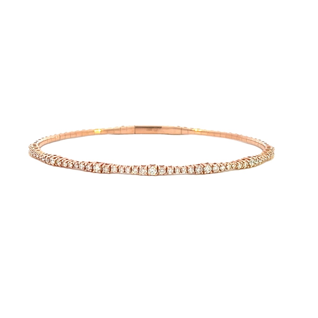 14Kt Rose Gold Bangle With (48) Round Diamonds Weighing 0.85cttw 6.75"