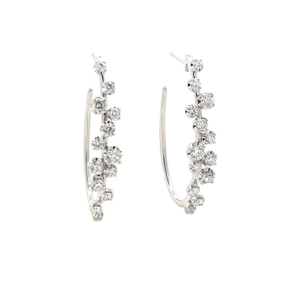 14Kt White Gold Constellation Hoops With (26) Round Diamonds Weighing 3.47cttw