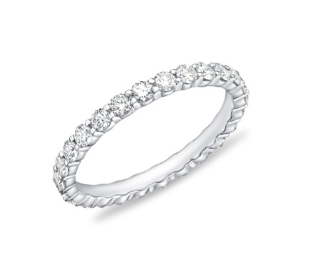 Platinum Petite Prong Eternity Band With (25) Round Diamonds Weighing 0.96cttw