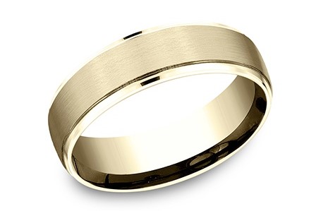14Kt Yellow Gold 6.5mm Satin Center Comfort Fit Band Sz10