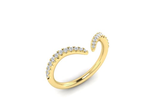 [VR60134] 14Kt Yellow Gold Open Contour Band With (24) Round Diamonds Weighing 0.24cttw