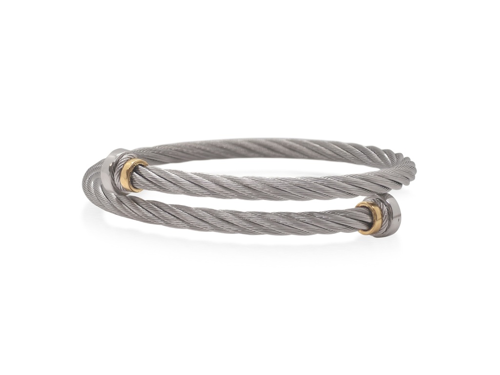 [04-13-6087-00] Stainless Steel Grey Nautical Cable Men's Wrap Bracelet