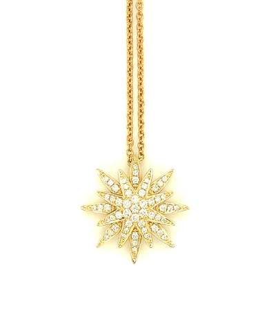 18Kt Yellow Gold Diamond North Star Necklace 0.30cttw