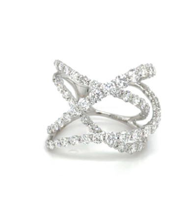 18Kt White Gold Diamond Crossover Ring 2.33cttw