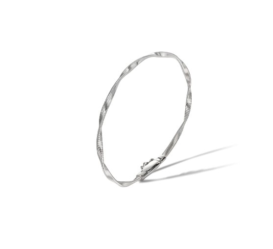 18Kt White Gold Marrakech Twisted Bangle Bracelet 7"