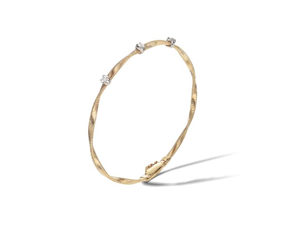 18Kt Two Toned Marrakech Bangle With (3) Round Diamonds Weighing 0.15cttw
