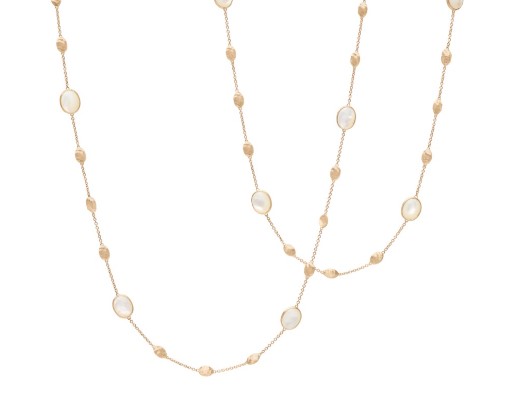 18Kt Yellow Gold Siviglia Necklace With Stations Of Mother Of Pearl 36"
