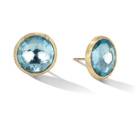18Kt Yellow Gold Swiss Blue Topaz Jaipur Studs