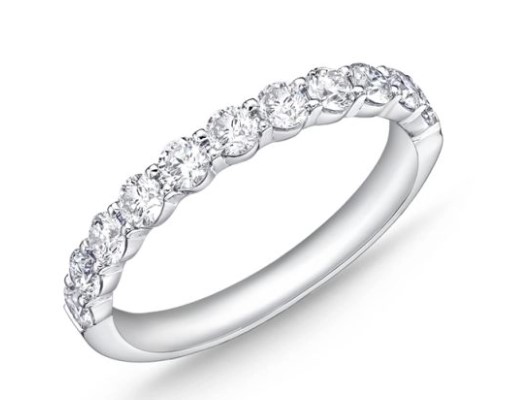 18Kt White Gold Petite Prong Eleven Stone Diamond Band 0.80cttw