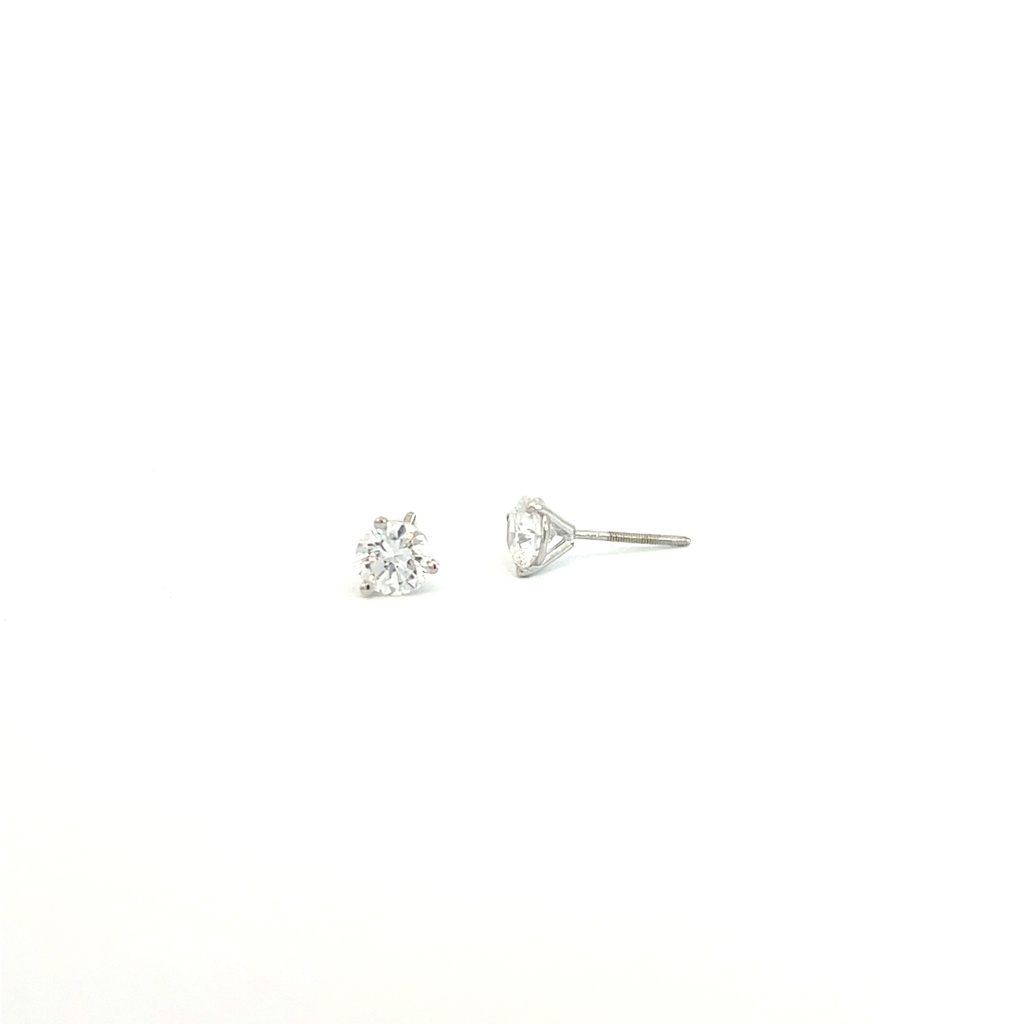 Round Brilliant Cut Diamond Studs 1.40cttw F/SI1-2 GIA2497207788 GIA1495275471 14Kt White Gold Martini Set Screwbacks