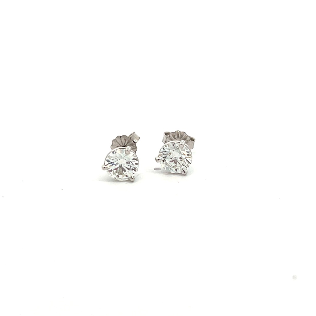 Round Brilliant Cut Diamond Studs 2.00cttw I/SI1 GIA6502190233 GIA2497643072 14Kt White Gold Martini Set Pushbacks