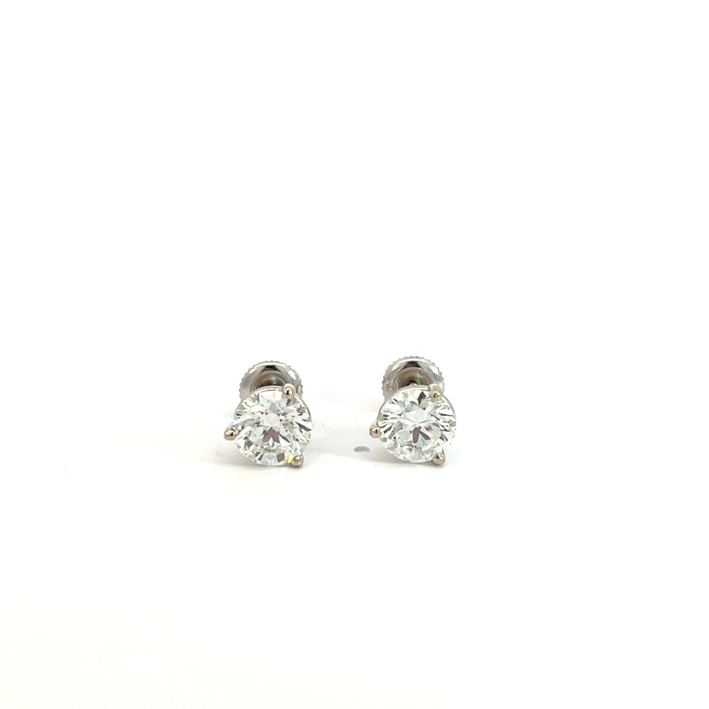 Round Brilliant Cut Diamond Studs 3.04cttw G/SI1 GIA1507168384 GIA6495236876 14Kt White Gold Martini Set Screwbacks