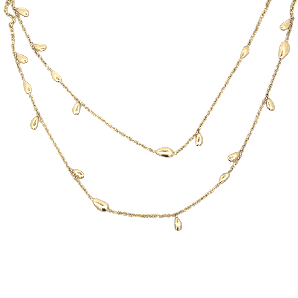 14Kt Yellow Gold Multi Dangle Necklace 35.5"