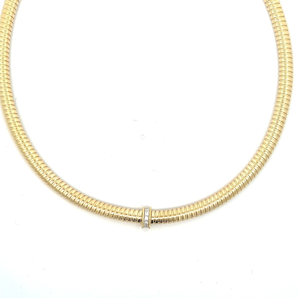 14Kt Yellow Gold Round Diamond Flex Necklace 0.07cttw
