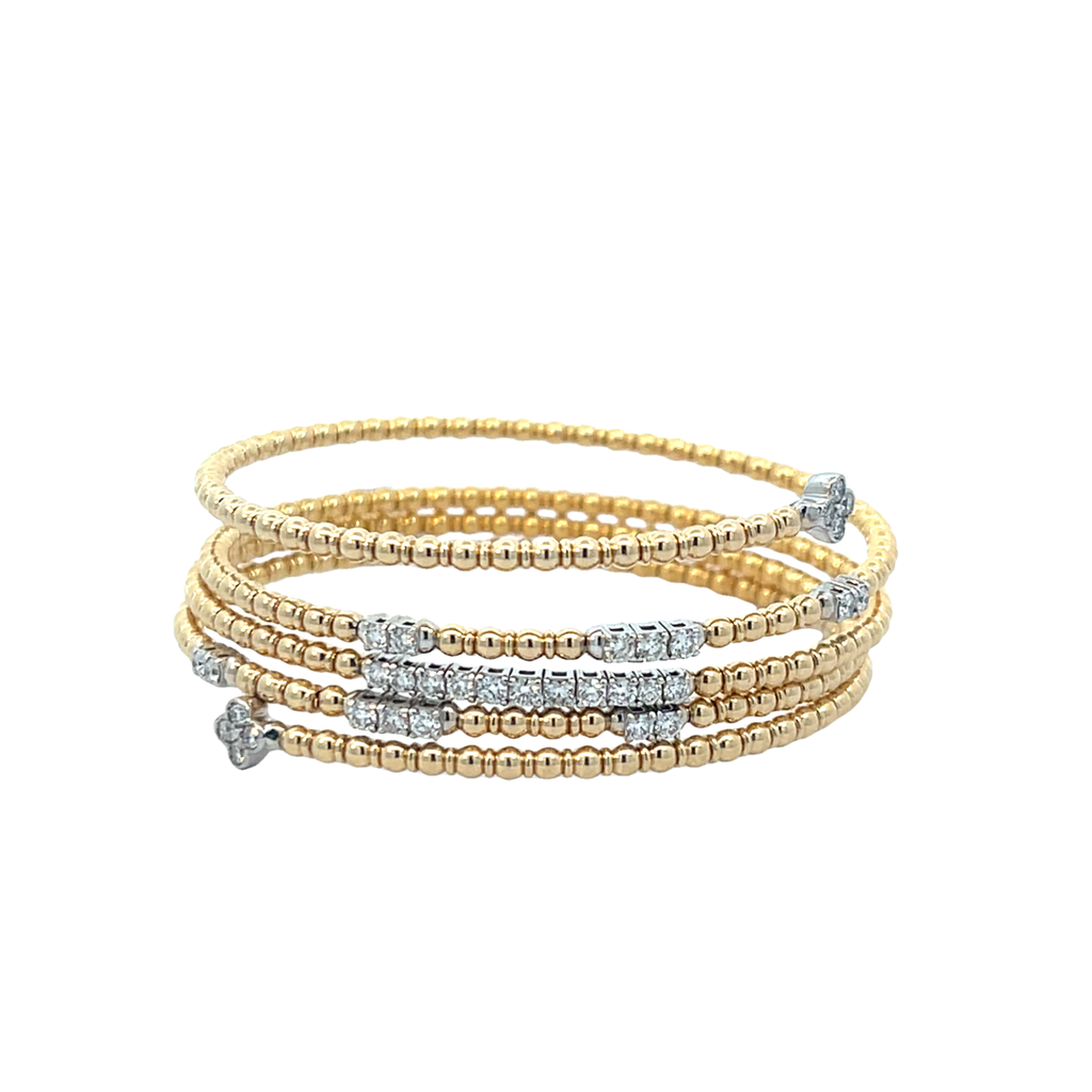 [BDD5314-305] 14Kt Two Toned Diamond Wrap Bracelet 1.23cttw