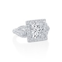 Platinum Ring With A Princess Cut Diamond Weighing 5.05ct, (2) Kite Shaped Diamonds Weighing 0.81ct, And (80) Round Diamonds Weighing 0.85ct