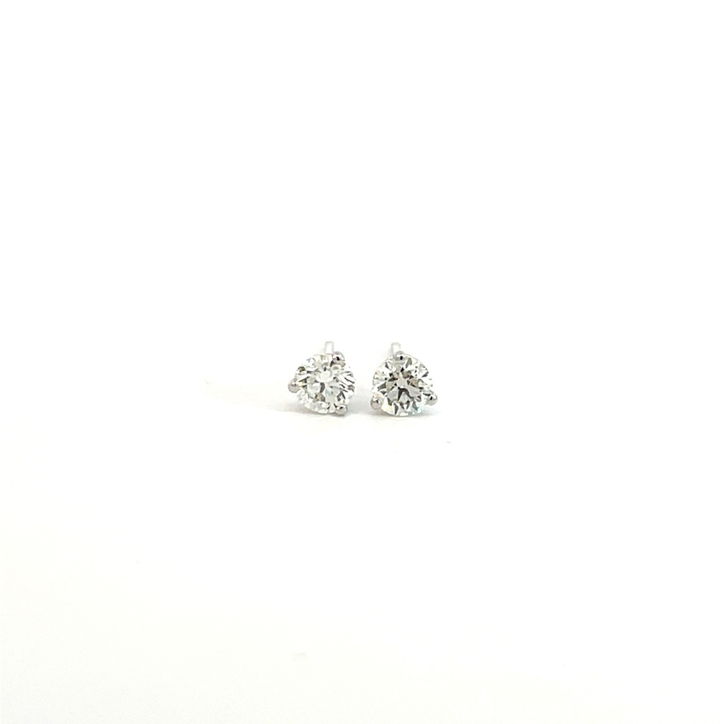 Round Brilliant Cut Diamond Studs 0.72ct FG/SI 14Kt White Gold Martini Set Friction Backs