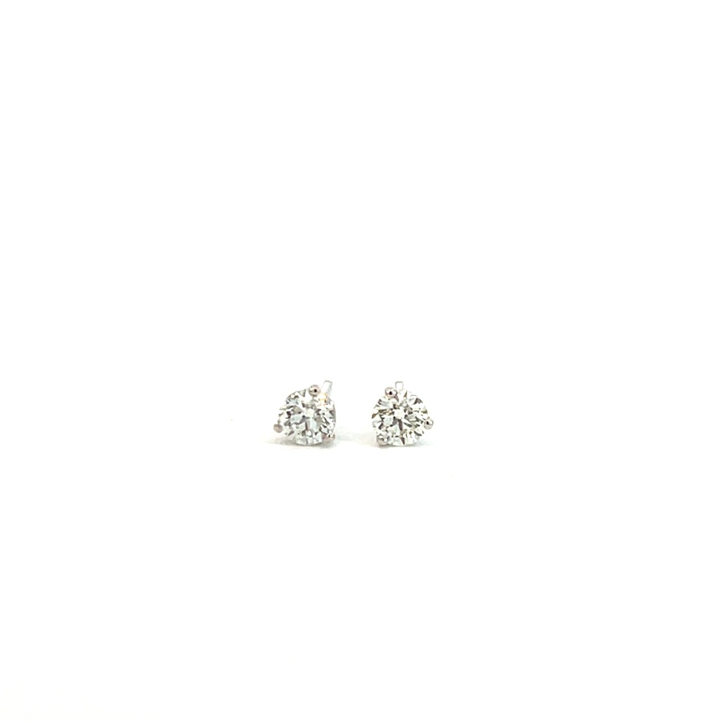 Round Brilliant Cut Diamond Studs 0.76ct FG/SI 14Kt White Gold Martini Set Friction Backs