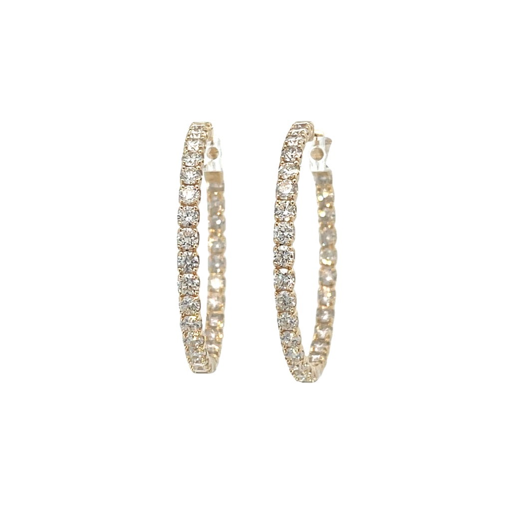 14Kt Yellow Gold In/Out Hoops With (58) Round Diamonds Weighing 5.00cttw